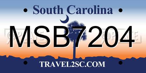 MSB7204 South Carolina License Plate