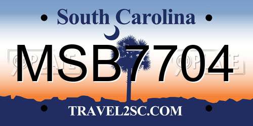 MSB7704 South Carolina License Plate