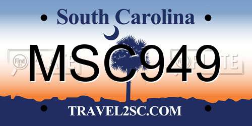 MSC949 South Carolina License Plate