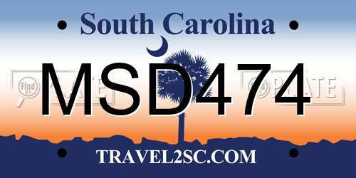 MSD474 South Carolina License Plate
