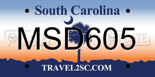 MSD605 South Carolina License Plate