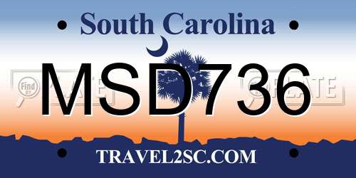 MSD736 South Carolina License Plate