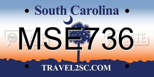 MSE736 South Carolina License Plate