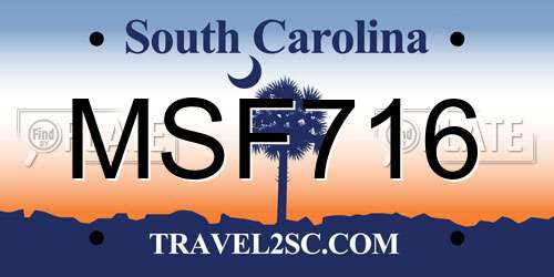 MSF716 South Carolina License Plate