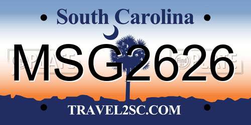 MSG2626 South Carolina License Plate