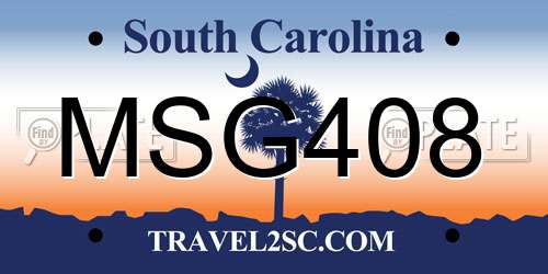 MSG408 South Carolina License Plate