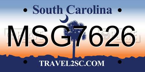 MSG7626 South Carolina License Plate