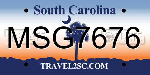 MSG7676 South Carolina License Plate