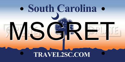 MSGRET South Carolina License Plate