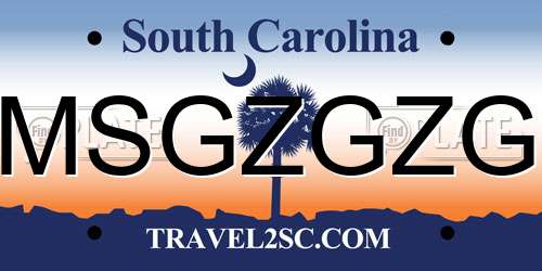 MSGZGZG South Carolina License Plate