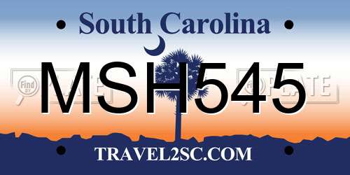 MSH545 South Carolina License Plate