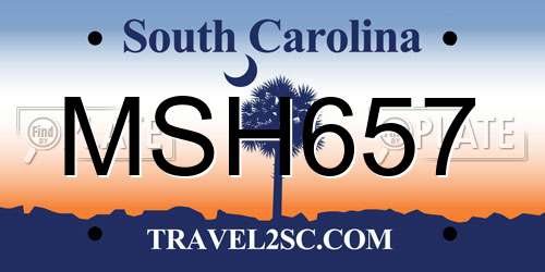 MSH657 South Carolina License Plate