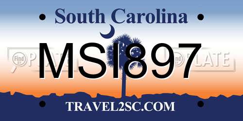 MSI897 South Carolina License Plate