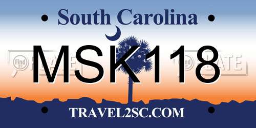 MSK118 South Carolina License Plate