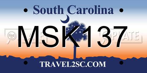 MSK137 South Carolina License Plate