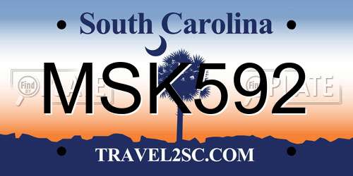 MSK592 South Carolina License Plate