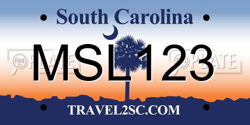 MSL123 South Carolina License Plate