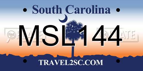 MSL144 South Carolina License Plate