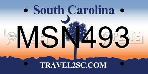 MSN493 South Carolina License Plate
