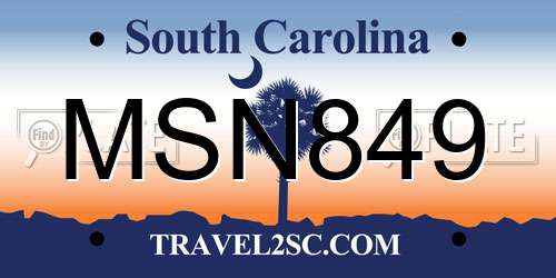 MSN849 South Carolina License Plate