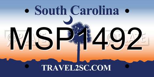 MSP1492 South Carolina License Plate