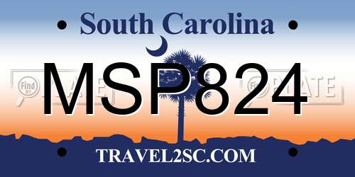 MSP824 South Carolina License Plate
