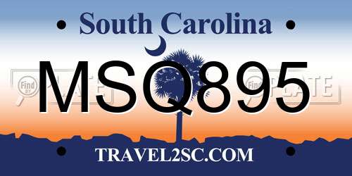 MSQ895 South Carolina License Plate