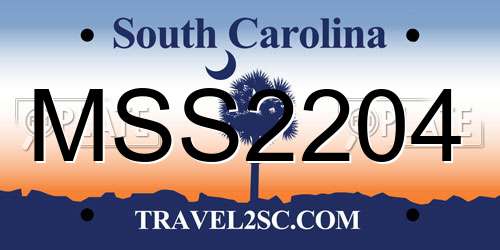MSS2204 South Carolina License Plate