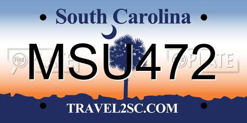 MSU472 South Carolina License Plate