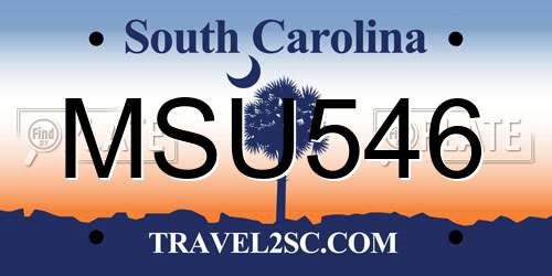 MSU546 South Carolina License Plate