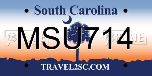 MSU714 South Carolina License Plate