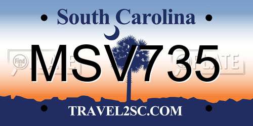 MSV735 South Carolina License Plate