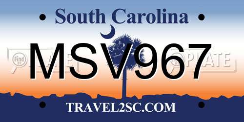 MSV967 South Carolina License Plate