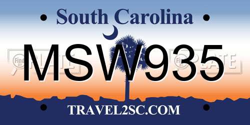 MSW935 South Carolina License Plate