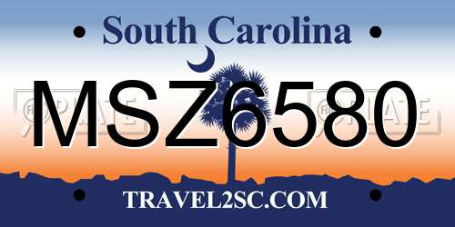 MSZ6580 South Carolina License Plate