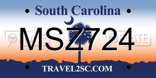 MSZ724 South Carolina License Plate