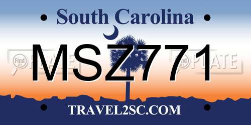 MSZ771 South Carolina License Plate