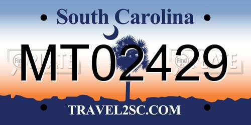 MT02429 South Carolina License Plate