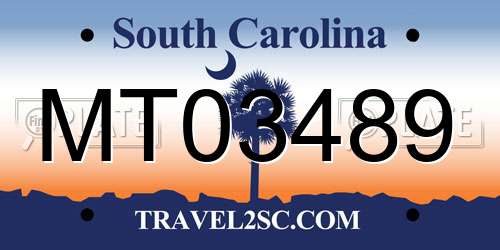 MT03489 South Carolina License Plate