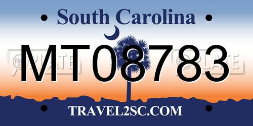 MT08783 South Carolina License Plate