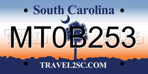 MT0B253 South Carolina License Plate