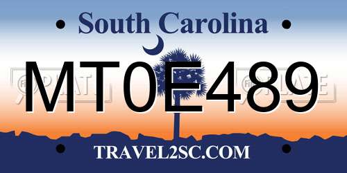 MT0E489 South Carolina License Plate