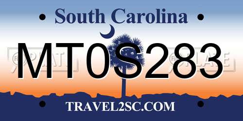 MT0S283 South Carolina License Plate