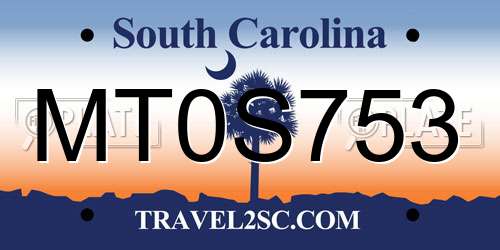 MT0S753 South Carolina License Plate