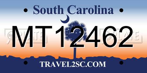 MT12462 South Carolina License Plate