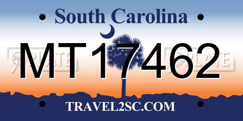 MT17462 South Carolina License Plate