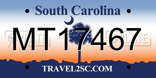 MT17467 South Carolina License Plate