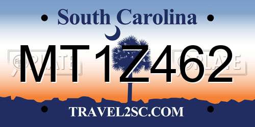 MT1Z462 South Carolina License Plate