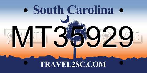 MT35929 South Carolina License Plate