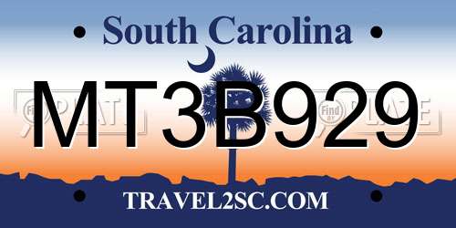 MT3B929 South Carolina License Plate